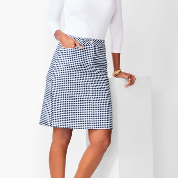 TALBOTS GINGHAM A-LINE COTTON SKIRT BLACK AND WHITE - Picture 1 of 5